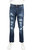 Boy's Skinny Fit Rip & Repair Denim Pants - Dark Blue - Dark Blue