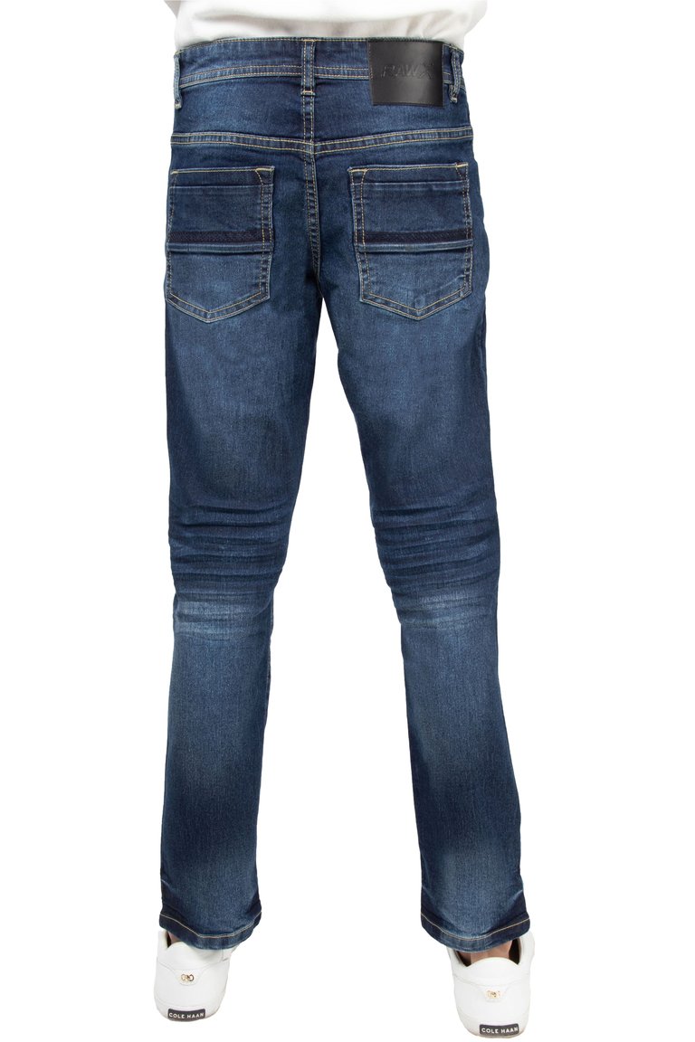 Boy's Skinny Fit Rip & Repair Denim Pants - Dark Blue