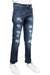 Boy's Skinny Fit Rip & Repair Denim Pants - Dark Blue