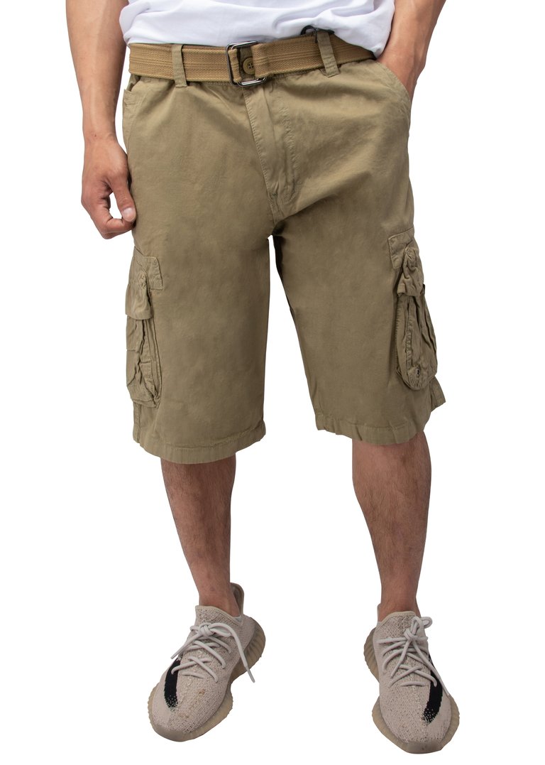 Men's Belted 12.5" Inseam Cargo Shorts - New Khaki