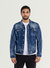 Men's Denim Jacket Medium Distressed Rips - Blue