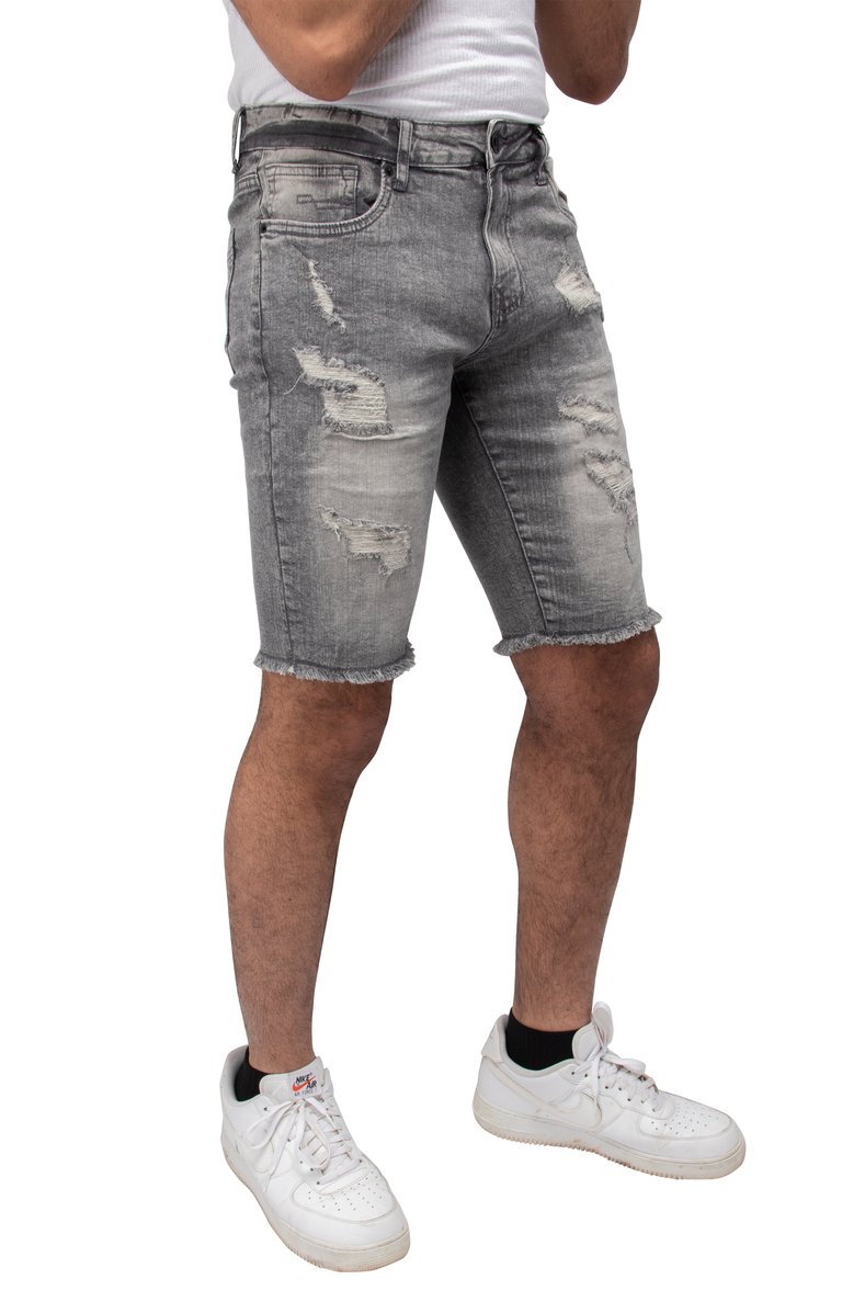 Men's Rips Distress Frayed Cut Off Denim Shorts