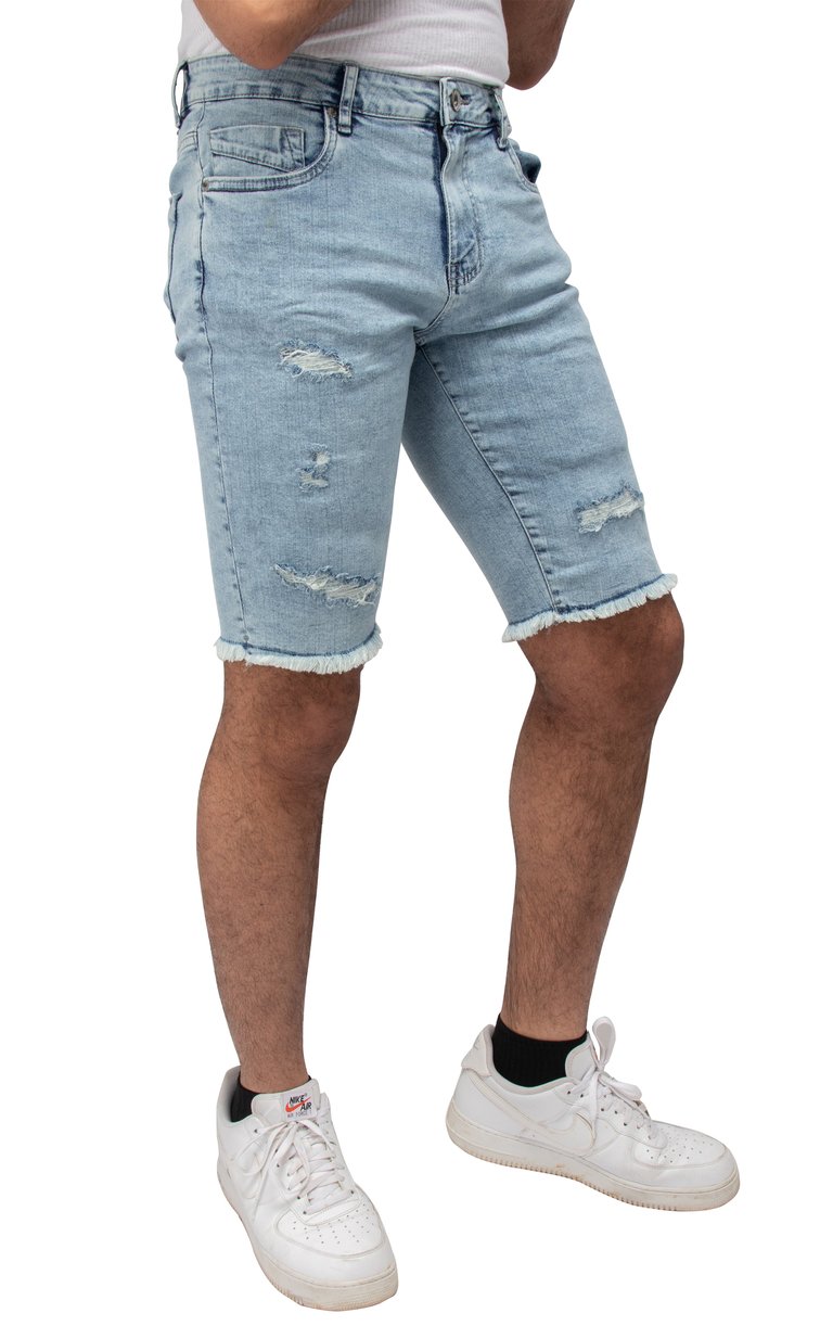 Men's Rips Distress Frayed Cut Off Denim Shorts