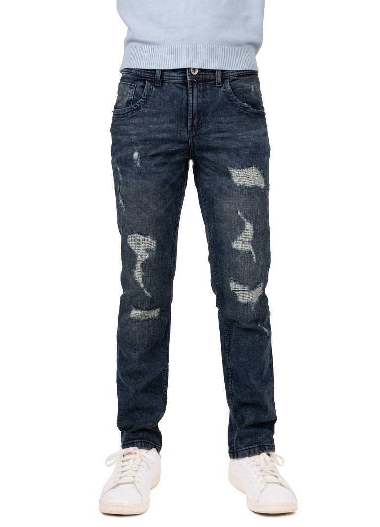 Skinny Look Stretch Jeans With Fashion Rips For Boys - Dark Stone - Dark Stone