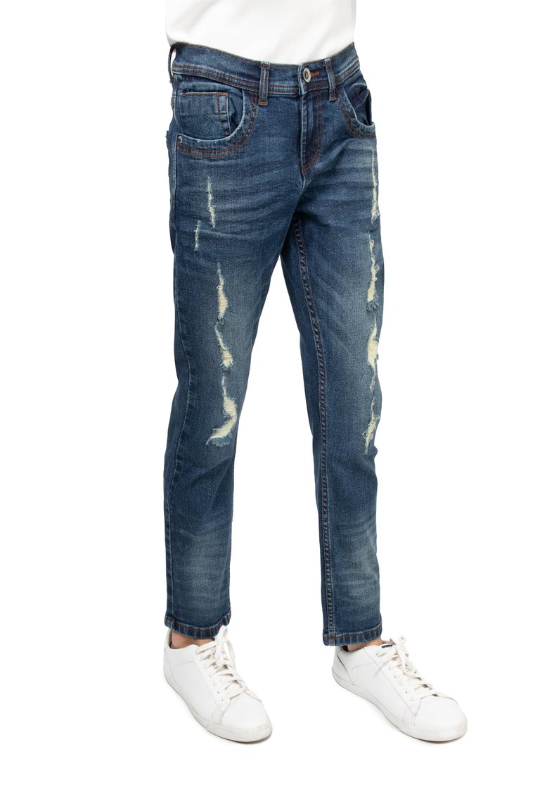 Skinny Look Stretch Jeans With Fashion Rips For Boys - Tint