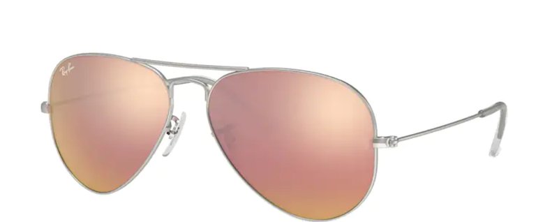 Aviator Large Metal Sunglasses - Matte Silver Light Brown Mirror Pink - Matte Silver Light Brown Mirror Pink