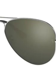 Aviator Large Metal Sunglasses - Silver-Grey Mirror - Silver-Grey Mirror