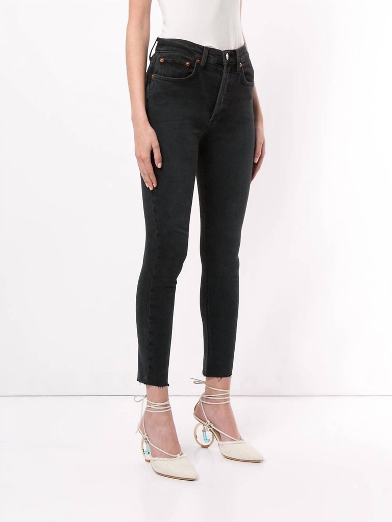 1893Whrac High Rise Ankle Crop Jeans - Black