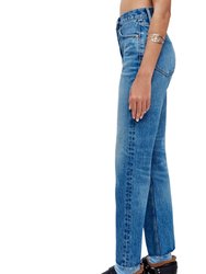 70's Ultra High Rise Stove Pipe Jean In Worn Crystal Blue