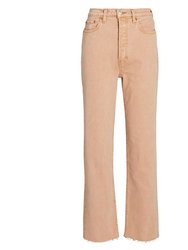 70's Ultra High Rise Stove Pipe Straight Jean In Washed Khaki