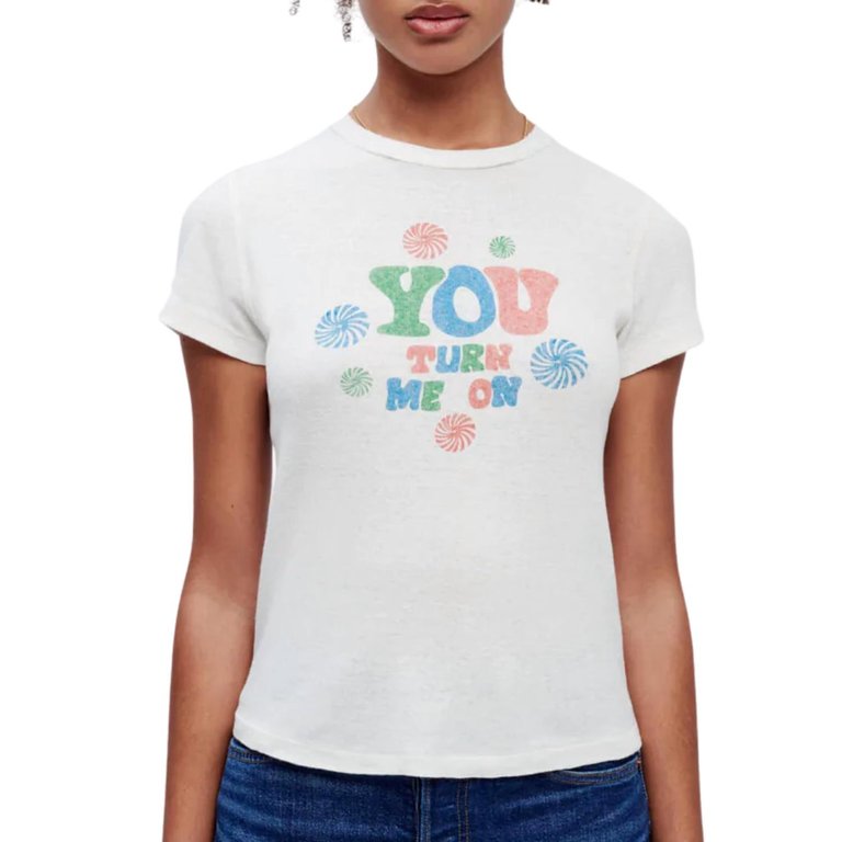 90's Baby "You Turn Me On" Tee In Vintage White - Vintage White