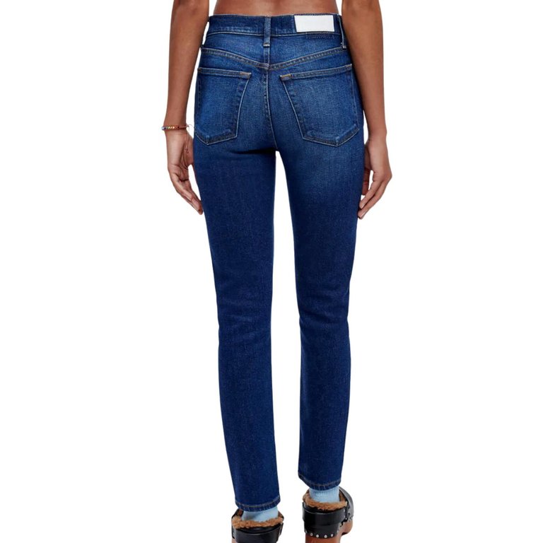 90's High Rise Ankle Crop Jean In Deep Sapphire