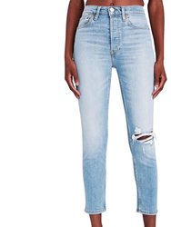 90's High-Rise Ankle Crop Jean In Worn Light Azure - Worn Light Azure