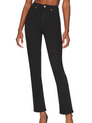 High Rise Straight Leg Pants - Black