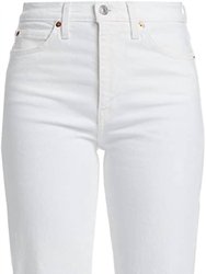 Women Crop Boot Cut 70'S Denim High Rise Jeans - White