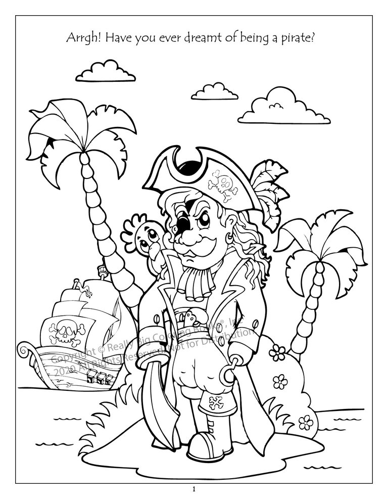 Pirate Treasures Coloring Book 8.5 x 11