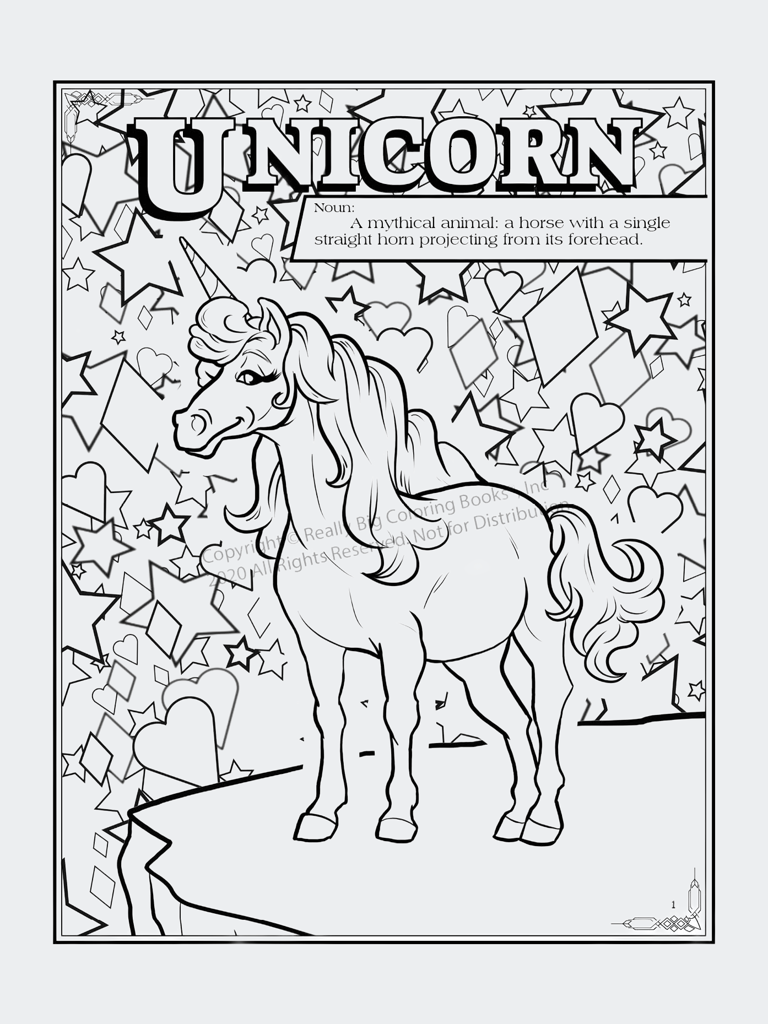 Unicorns Coloring and Activity Book 8.5x11