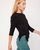 Anen Side Tie 3/4 Sleeve Top - Cool Navy