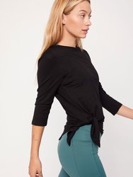 Anen Side Tie 3/4 Sleeve Top - Army Sage