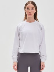 City Zip Crop Crewneck - Brilliant White