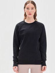 City Zip Slim Crewneck - Black