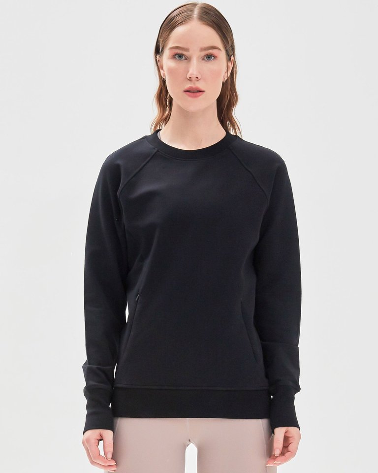 City Zip Slim Crewneck - Black