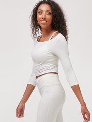 Dynamic Cozy Open Shoulder 3/4 Sleeve Long Johns - Bone