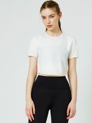 Echo Laser Cut Crop Tee - Brilliant white