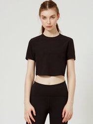 Echo Laser Cut Crop Tee - Jet black