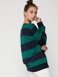 Embroidered Rebody Logo Rugby Striped Sweatshirt