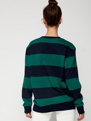 Embroidered Rebody Logo Rugby Striped Sweatshirt