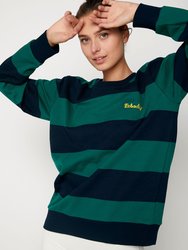 Embroidered Rebody Logo Rugby Striped Sweatshirt - Navy/Green