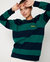 Embroidered Rebody Logo Rugby Striped Sweatshirt - Navy/Green