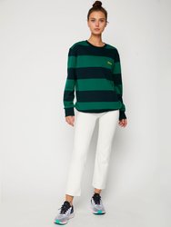 Embroidered Rebody Logo Rugby Striped Sweatshirt