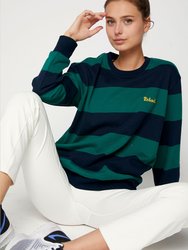 Embroidered Rebody Logo Rugby Striped Sweatshirt