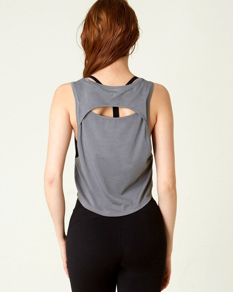 Eye Spy Crop Tank - Stone olive