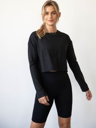 Go With The Flow Crop Long Sleeve - Cozy Black
