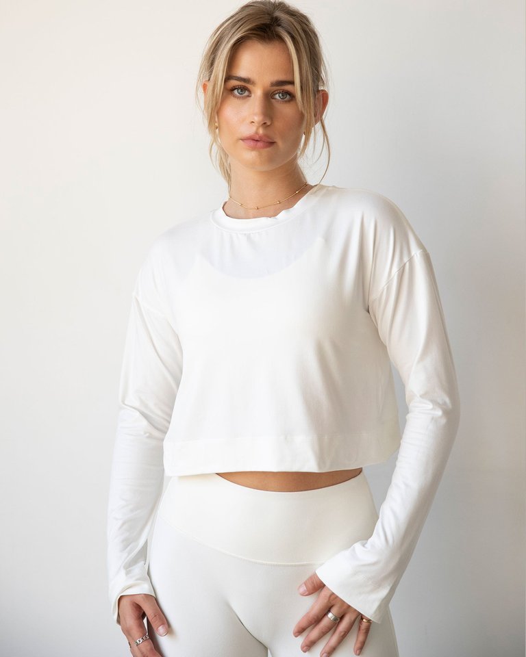 Go With The Flow Crop Long Sleeve - Bone