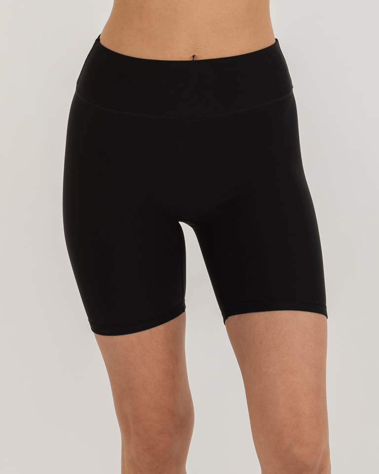 Hybrid Fleece Biker Shorts High Waist 6" - Warm Black