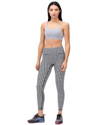 Hybrid Fleece Houndstooth Print Leggings High Waist