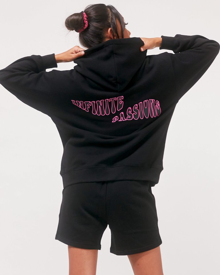 Infinite Passions French Terry Hoodie - Metropolis Black/Fuschia