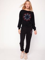 Karma Graphic Viscose Blend Long Sleeve Top