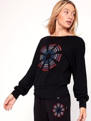 Karma Graphic Viscose Blend Long Sleeve Top