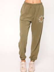 Karma Graphic Viscose Blend Sweatpants - Olive/Print