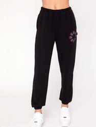 Karma Graphic Viscose Blend Sweatpants - Black/Print