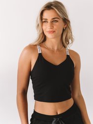 Maia Cloudlux Logo Crop Bra - Metropolis Black