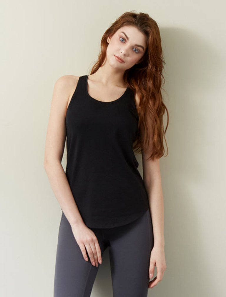 Pinch Me Pleated Racerback Tank - Black