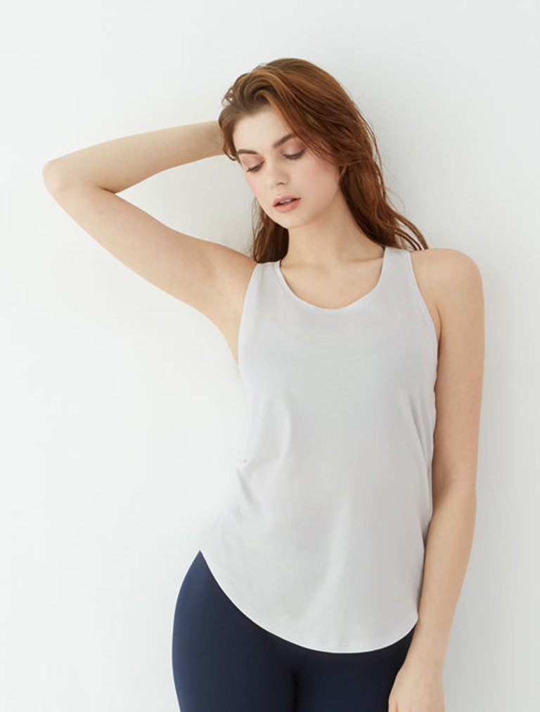 Pinch Me Pleated Racerback Tank - Ice grey