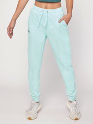 Pintuck French Terry Joggers - Indigo Heather Blue - Smooth Mint