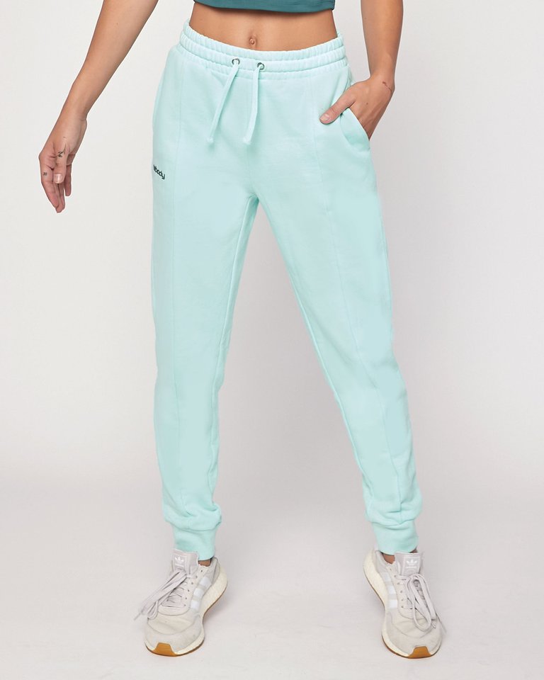 Pintuck French Terry Joggers - Indigo Heather Blue - Smooth Mint